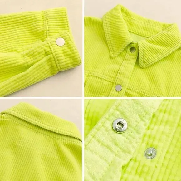 J.NNA Chartreuse Corded Snap Down High Low Shacket – Size Large NWT - Picture 7 of 16